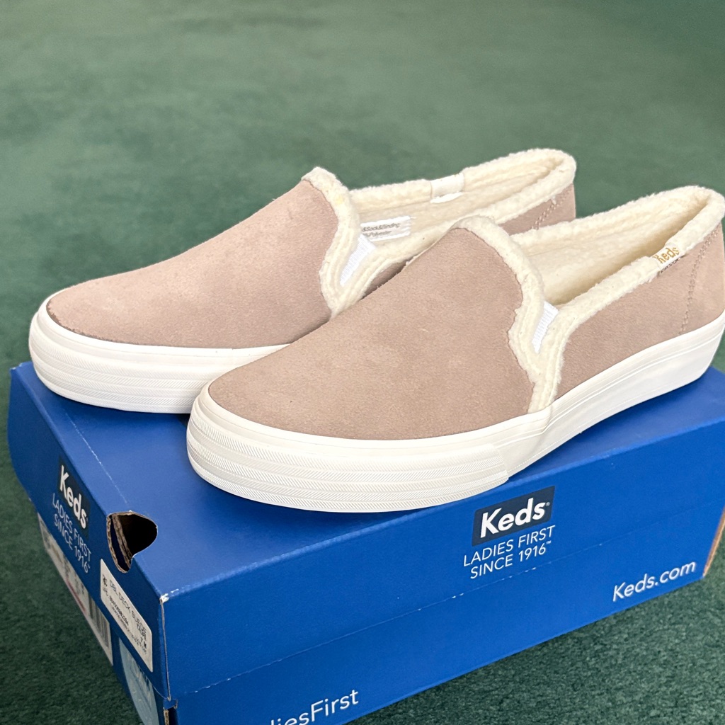 Keds Taupe Slip-On Shoes With White Trim